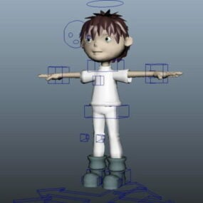 Roztomilý kreslený chlapec Rig 3D model