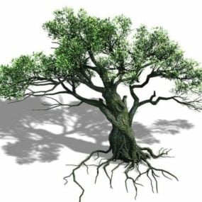 Träd med rötter 3d-modell