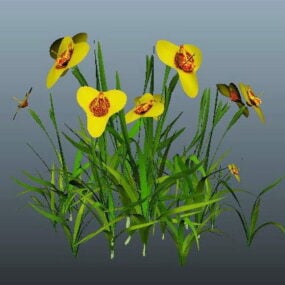Modelo 3d de grama de flor amarela
