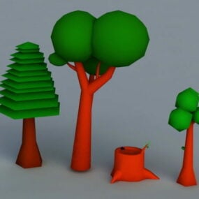 Modelo 3d de árvore de desenho animado