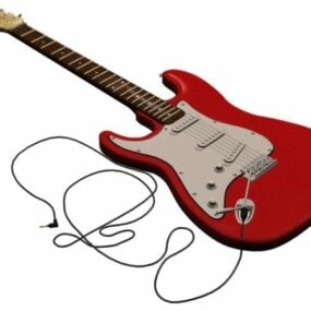 Red Fender Electric Guitar 3d model