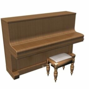 बेंच 3डी मॉडल के साथ ईमानदार पियानो