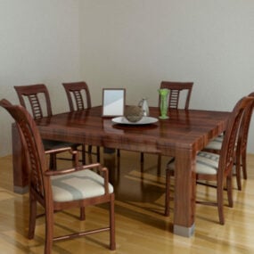 Ensemble de table de dîner familial modèle 3D