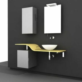 3д модель желто-серого туалетного столика для ванной комнаты