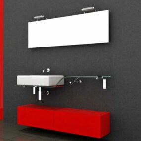 Скляна 3d-модель червоної ванної кімнати