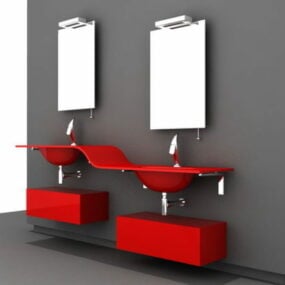 Μοντέρνο κόκκινο τρισδιάστατο μοντέλο ματαιοδοξίας μπάνιου