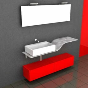 Ý tưởng trang trí phòng tắm màu đỏ và đen Mô hình 3d