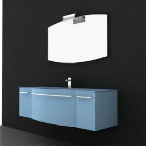 Blue Lacquer Bathroom Vanity 3d model