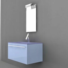 3д модель синей раковины для ванной комнаты с одинарной раковиной
