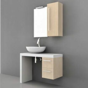 Kelluva Single Sink Kylpyhuone Vanity 3D -malli