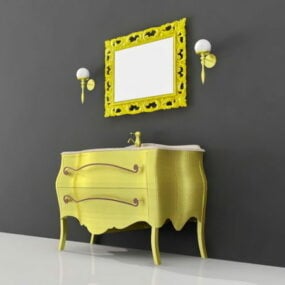 Vanité de salle de bain jaune moderne modèle 3D
