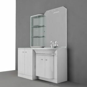 Bathroom Vanity With Backsplash Shelf 3d model