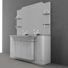 3д модель туалетного столика с двойной раковиной для ванной комнаты