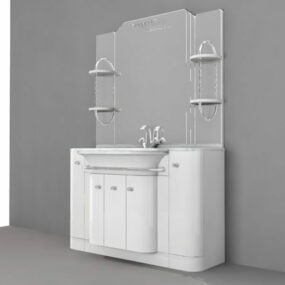 Salle de bain blanche avec dessus de vanité en marbre modèle 3D