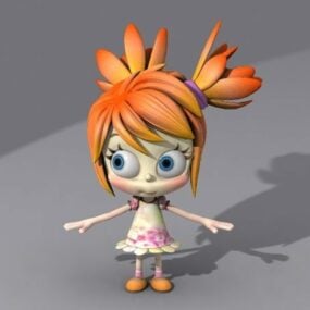 Niedliches kleines Cartoon-Mädchen 3D-Modell