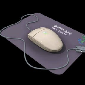 Mouse And Mouse Pad 3d model