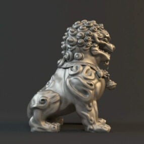 Modello 3d della statua del leone in bronzo