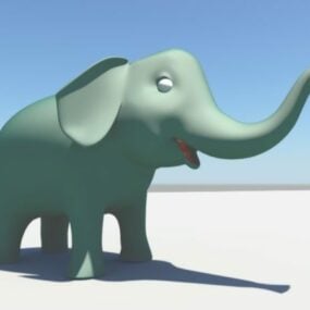 Lindo elefante de dibujos animados con sombrero modelo 3d