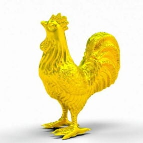 Mô hình gà trống vàng 3d