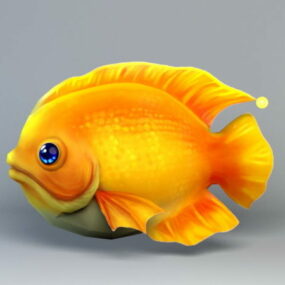 Modelo 3d de desenho animado de peixe Low Poly