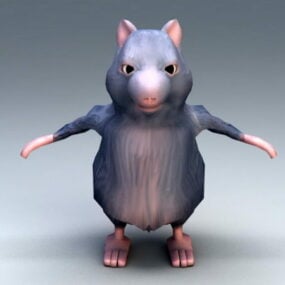 Modelo 3d de equipamento de desenho animado de rato gordo