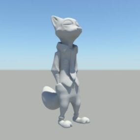 Cartoon Furry Fox Animal Character 3d model