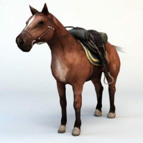 Hest med sadel 3d-model