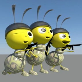 3д модель Мультяшный солдат-муравей