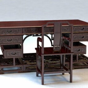 3d модель китайського старовинного письмового столу