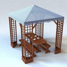 3D-Modell eines Pavillons mit Überdachung für die Außenterrasse
