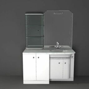 Vaidade de banheiro moderna com prateleiras modelo 3D