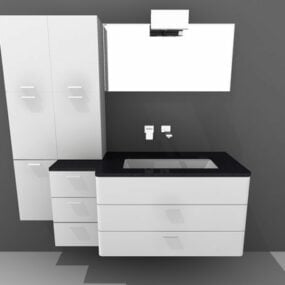 White Bathroom Vanity With Wall Cabinet 3d model