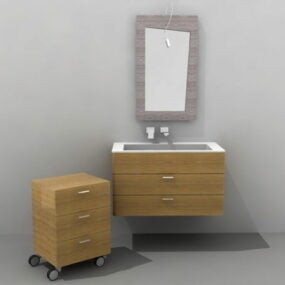 Single Sink Bathroom Vanity With Cabinet 3d model