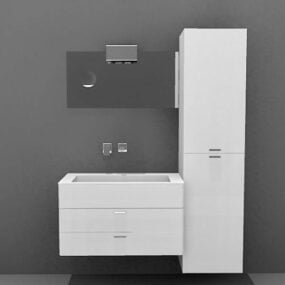 3д модель небольшого туалетного столика для ванной комнаты со шкафом