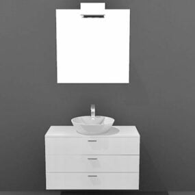 White Single Sink Bathroom Vanity 3d model
