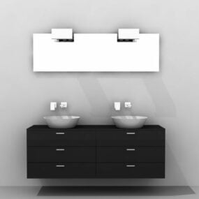 3д модель туалетного столика с двойной раковиной