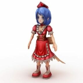 Süßes Anime-Mädchen-3D-Modell