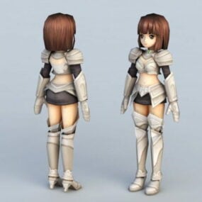 Modelo 3d de cavaleiro feminino de anime