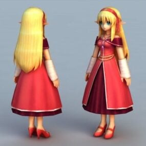 Elfí princezna Anime Girl 3D model