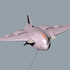 Model 3d Pesawat Pengebom Kartun