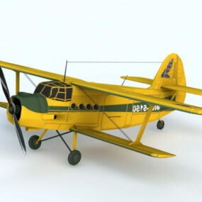 老式双翼飞机 3d 模型