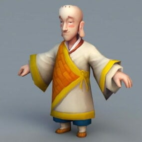 Monje budista de dibujos animados modelo 3d