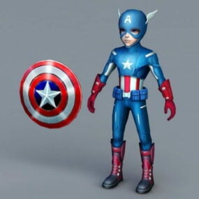 Model 3D Kartun Kapten Amerika