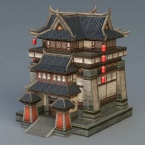 Modello 3d di edificio cinese