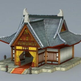 Αρχαία κινεζική αίθουσα υποδοχής τρισδιάστατο μοντέλο