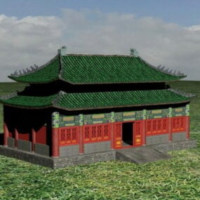 بناء المعبد البوذي الصيني نموذج ثلاثي الأبعاد