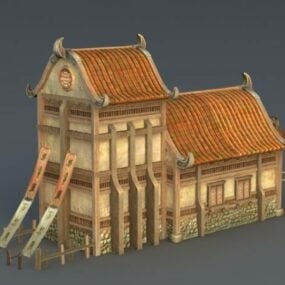 3D model středověkého vesnického domu