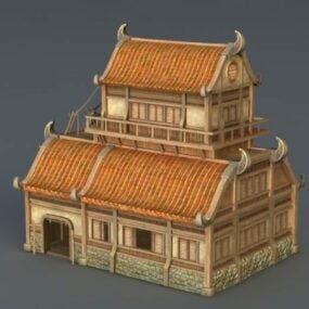 Keskiaikainen kaupunkirakennus 3d-malli