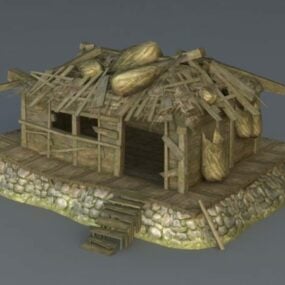 3д модель заброшенного деревянного дома