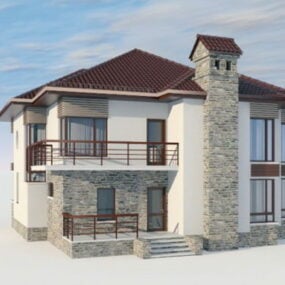 Villa House Design 3d-modell